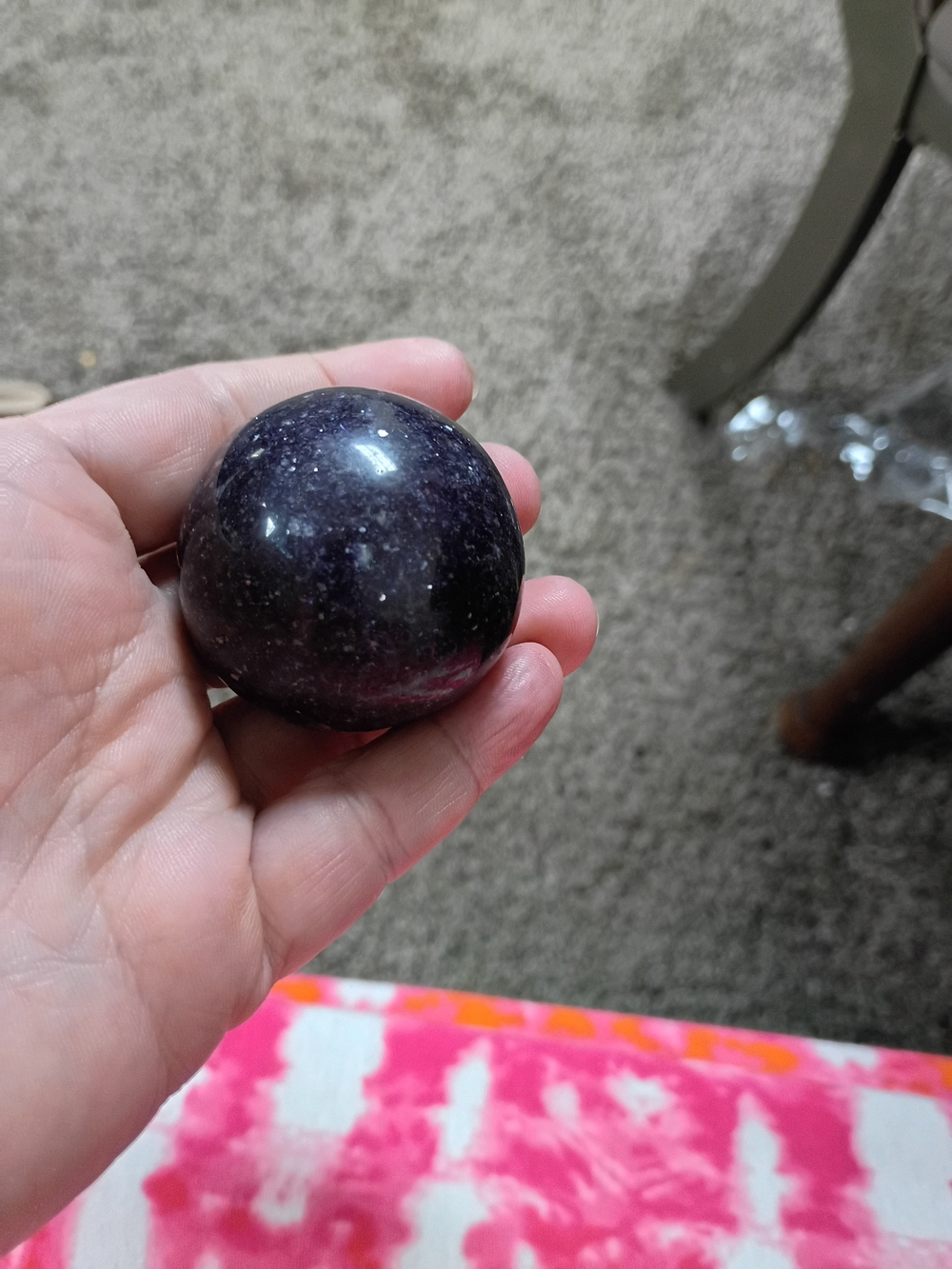 Dark Purple Flourite Sphere Diameter 1.67 Inches